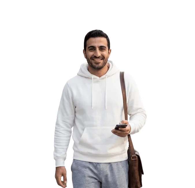 happy man with a phone