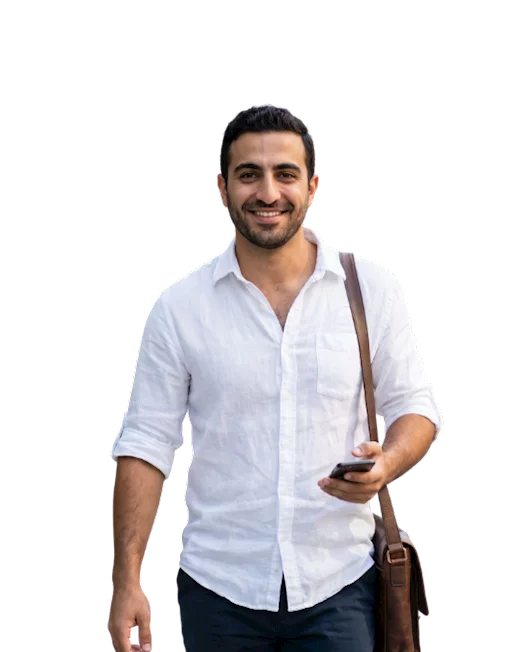 happy man with a phone